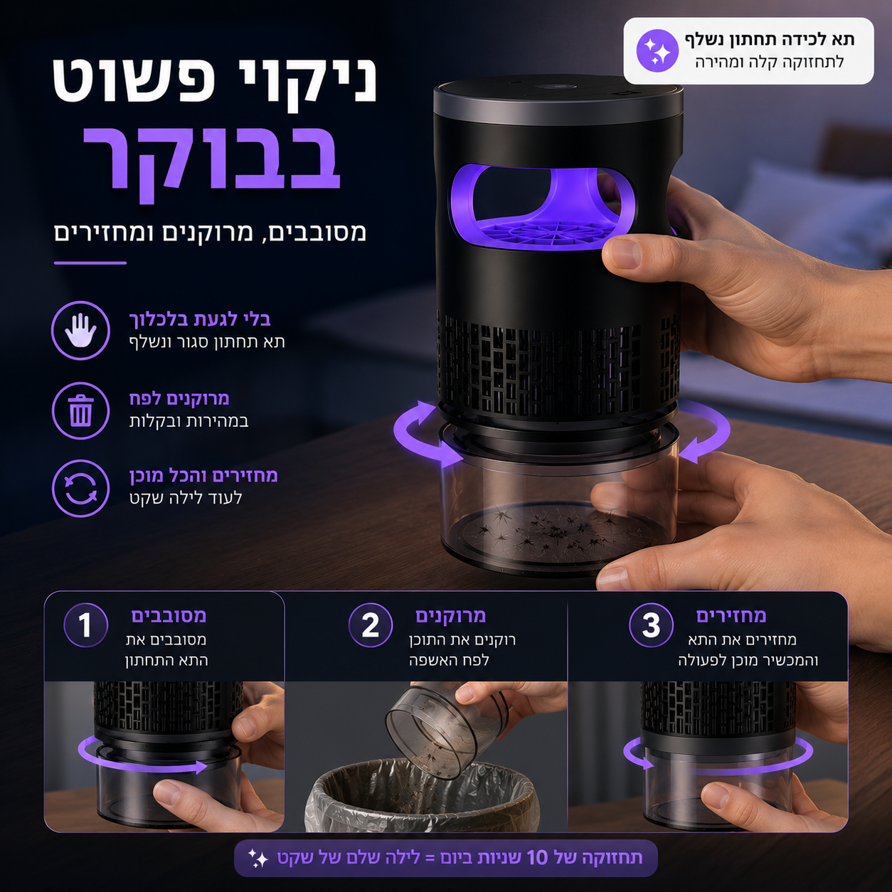 מגן הלילה™ – שואב היתושים החכם