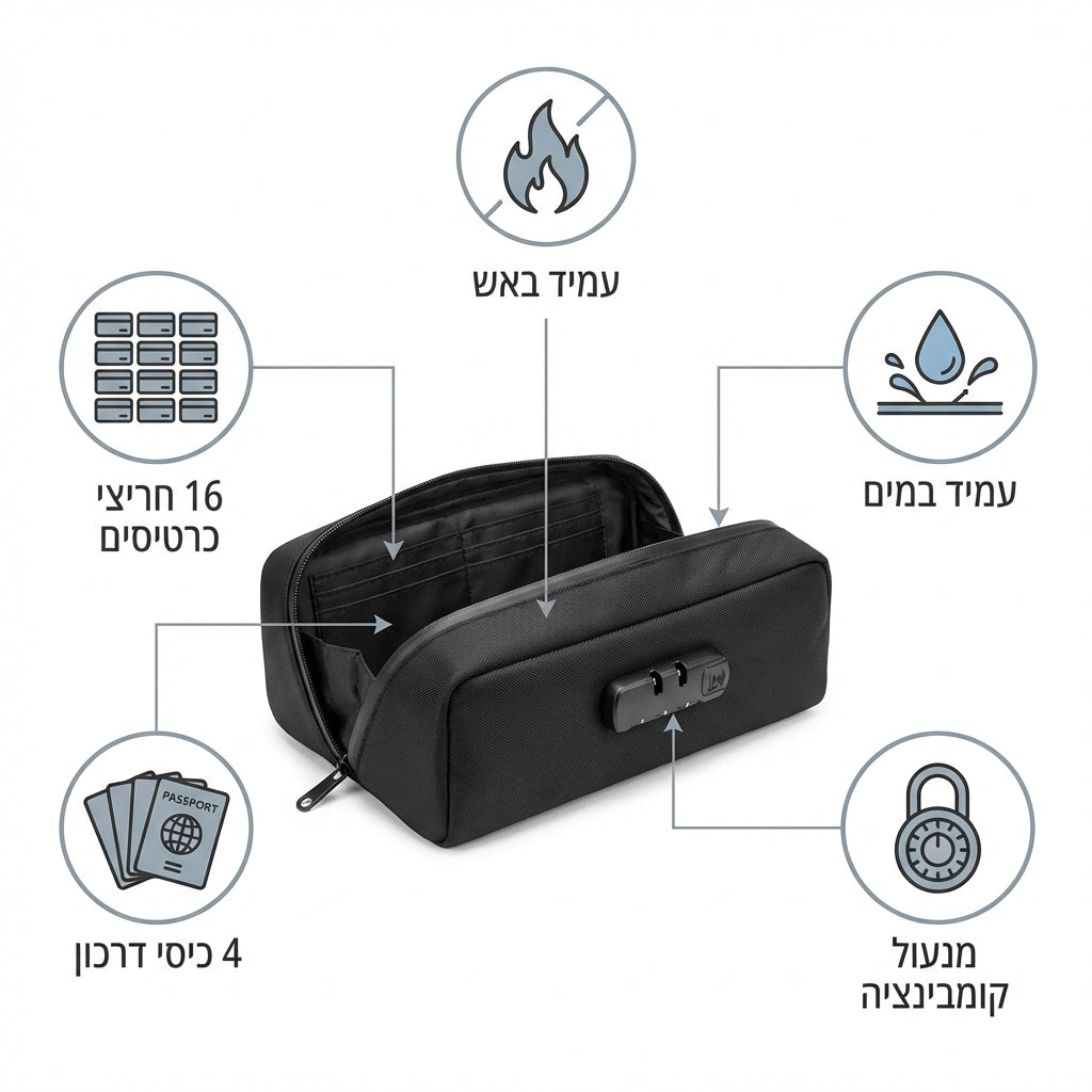 SafeKeep — תיק מגן חסין אש למסמכים וחפצי ערך